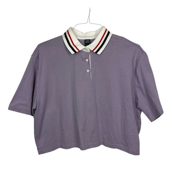 Wild Fable Short Sleeve Striped Collar Rugby Style Polo Shirt Purple, M, NWT - Picture 2 of 8